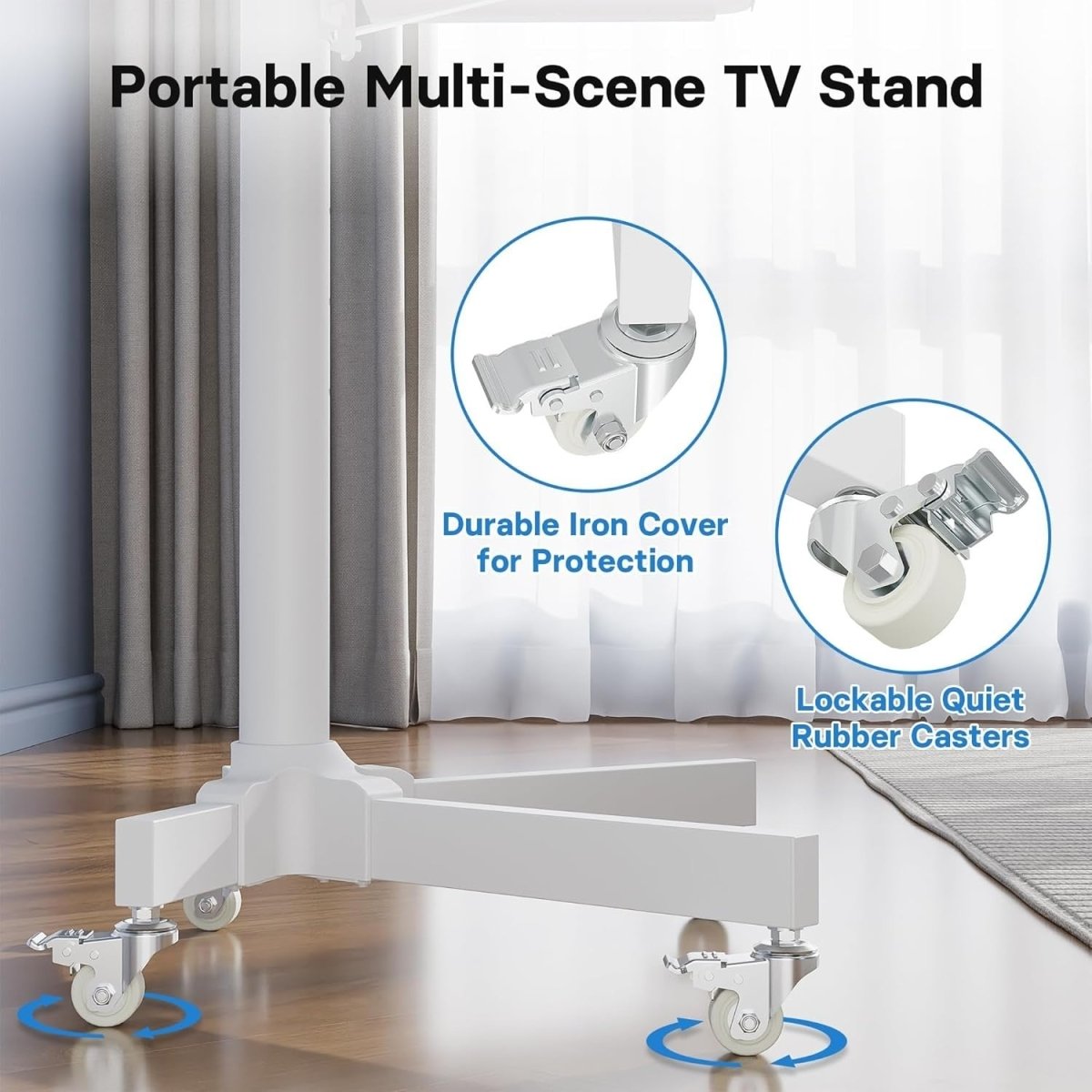 Mobile TV Stand on Wheels 23-60" Tilt Adjustable Cart with Tray VESA 400x400 - Kwikley
