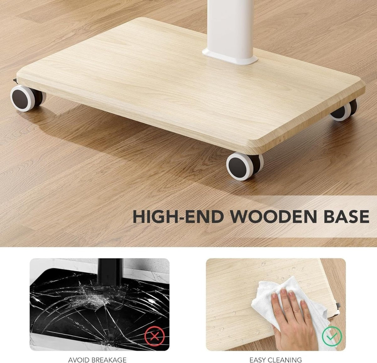 Mobile TV Stand with Shelf 27–65" Swivel Wheels Height Adjustable Mount - Kwikley