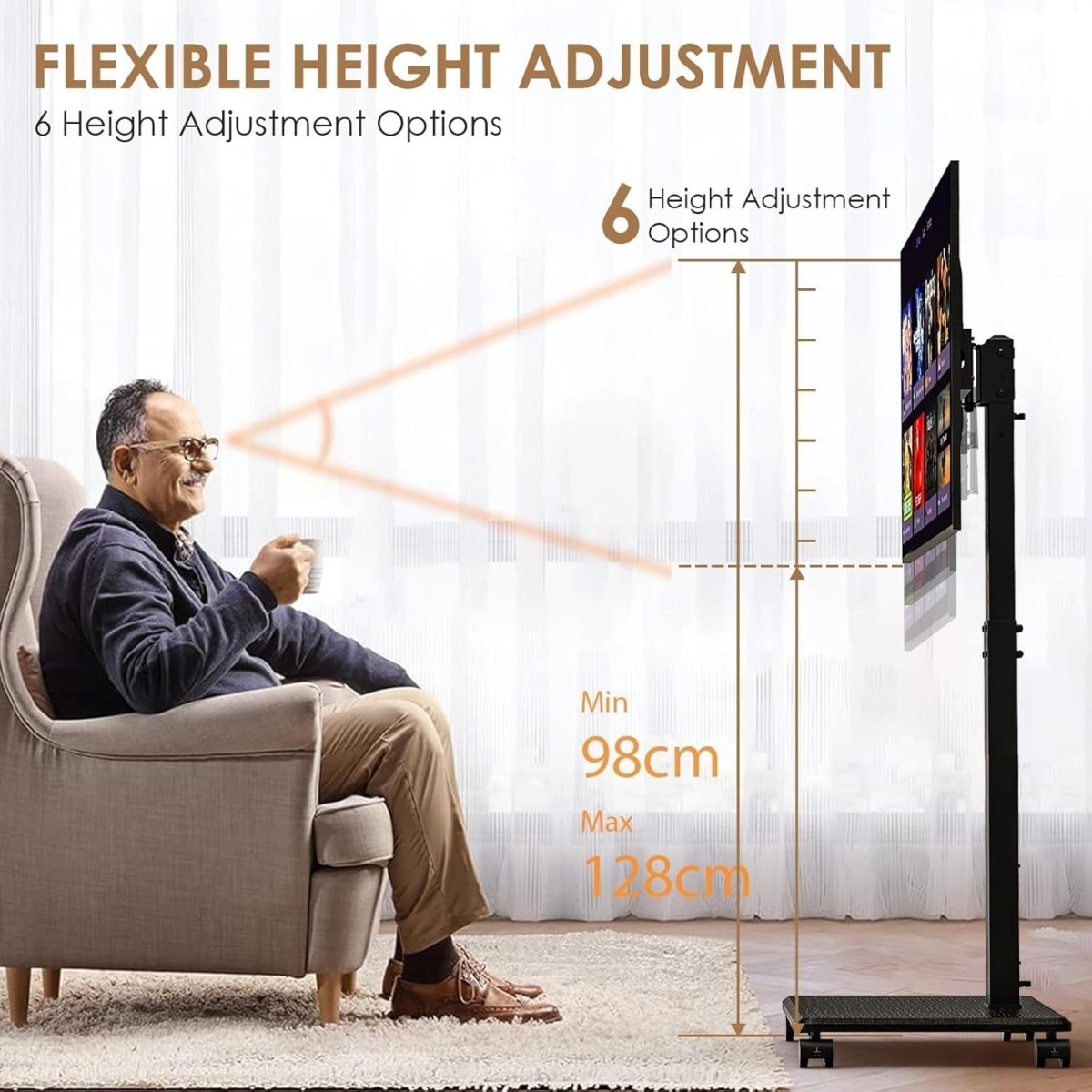 Mobile TV Stand with Wheels for 32-75” TVs | 360° Swivel & Tilt | Heavy Duty - Kwikley