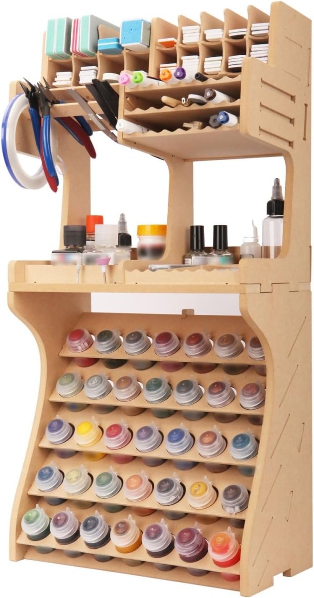 Model Paint Rack Organizer MDF Tool Storage Workbench Stand - Kwikley