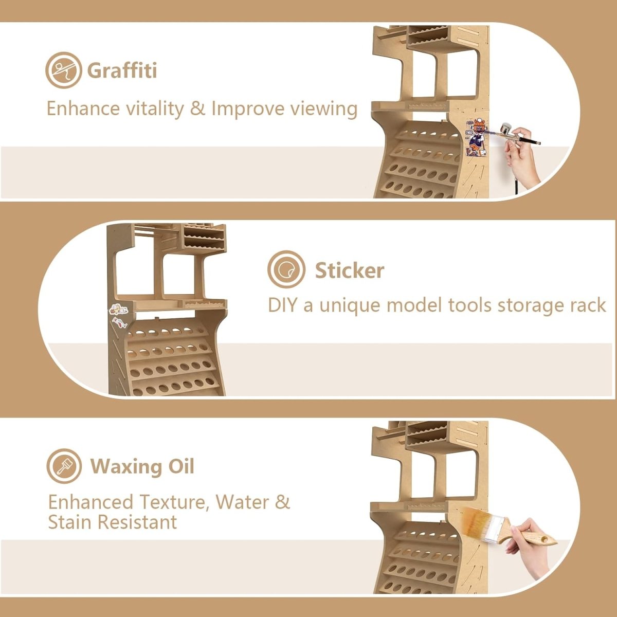 Model Paint Rack Organizer MDF Tool Storage Workbench Stand - Kwikley