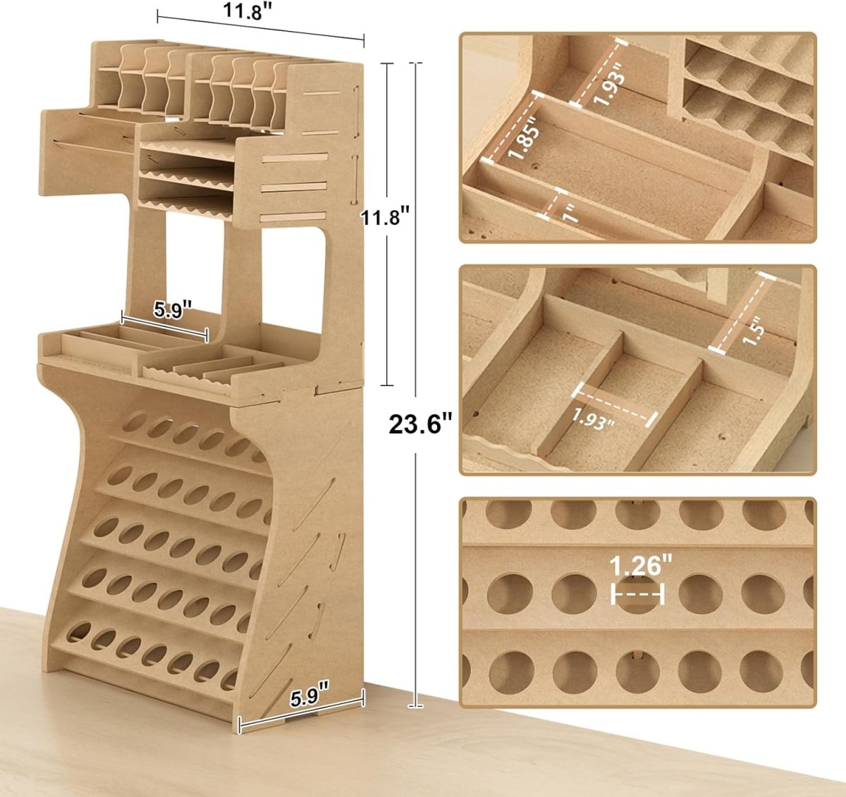 Model Paint Rack Organizer MDF Tool Storage Workbench Stand - Kwikley