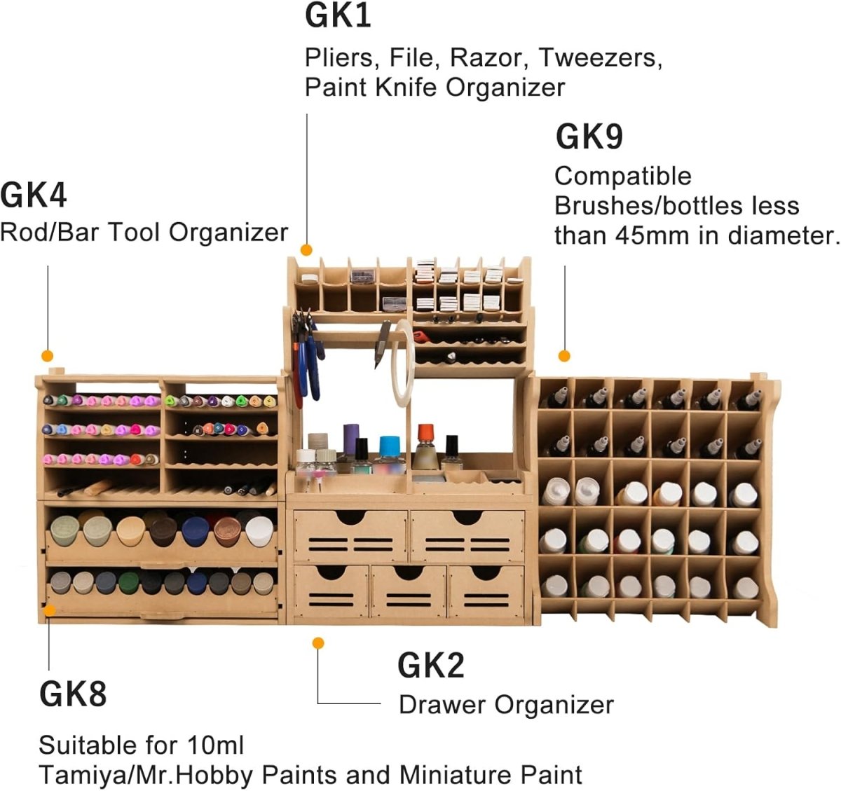 Model Paint Rack Tool Organizer Large MDF Workbench Storage - Kwikley