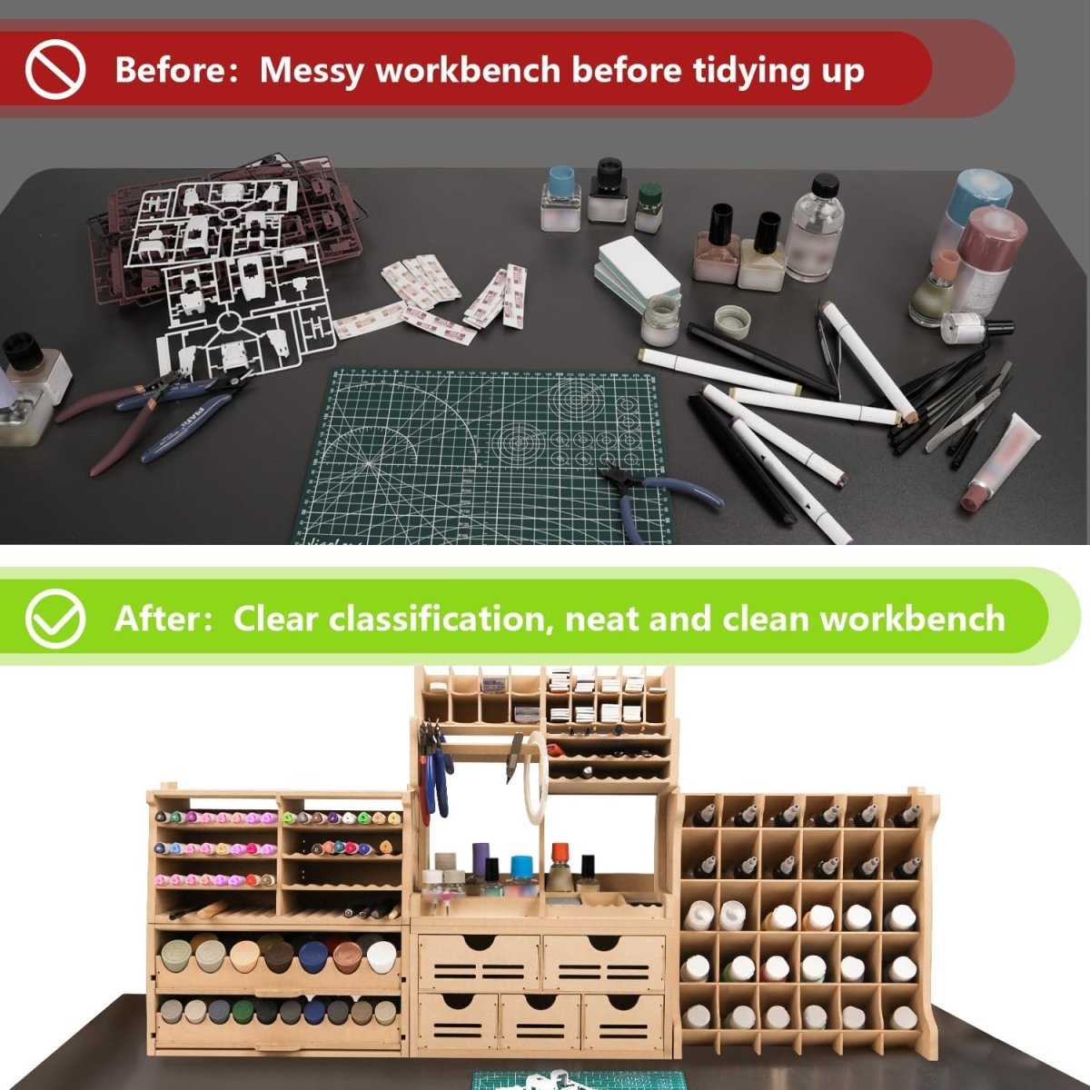 Model Paint Rack Tool Organizer Large MDF Workbench Storage - Kwikley