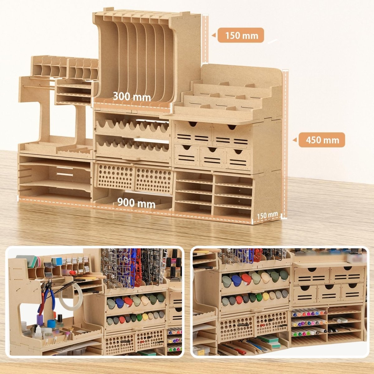 Model Tool Organizer Rack MDF Workbench Storage 60 Compartments - Kwikley