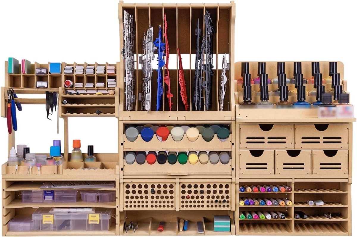 Model Tool Organizer Rack MDF Workbench Storage 60 Compartments - Kwikley
