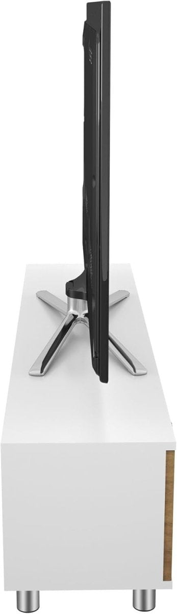 Modern 1.5m TV Stand Unit White Walnut for 65" TVs Cable Storage 50kg - Kwikley