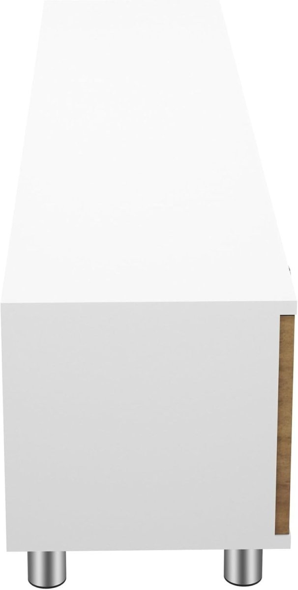 Modern 1.5m TV Stand Unit White Walnut for 65" TVs Cable Storage 50kg - Kwikley