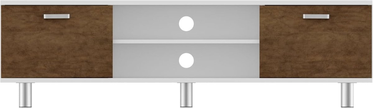 Modern 1.5m TV Stand Unit White Walnut for 65" TVs Cable Storage 50kg - Kwikley