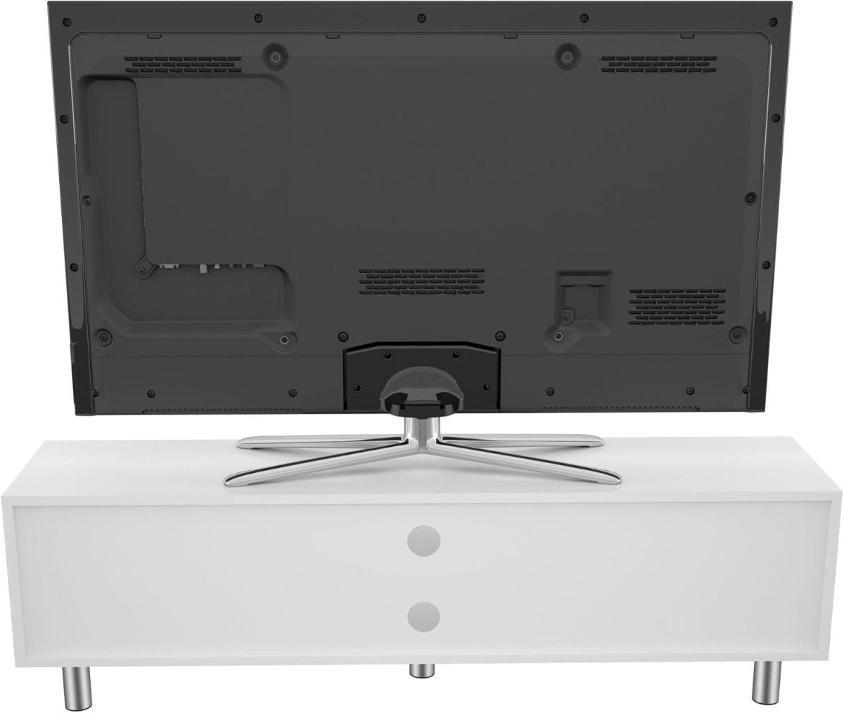 Modern 1.5m TV Stand Unit White Walnut for 65" TVs Cable Storage 50kg - Kwikley
