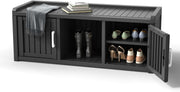 Modern 3 - Door Waterproof Shoe Cabinet Bench Indoor Outdoor 119x44x45.5cm - Kwikley