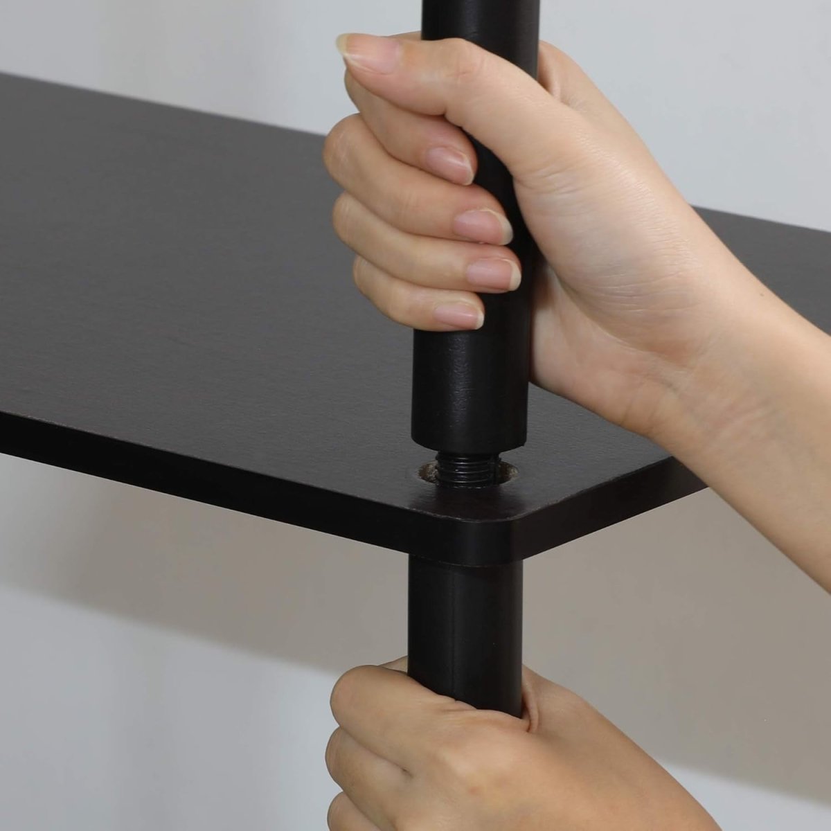 Modern 3 Tier TV Stand Walnut Black for 50" Screen | No Tool Assembly - Kwikley