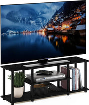 Modern 3 Tier TV Stand Walnut Black for 50" Screen | No Tool Assembly - Kwikley