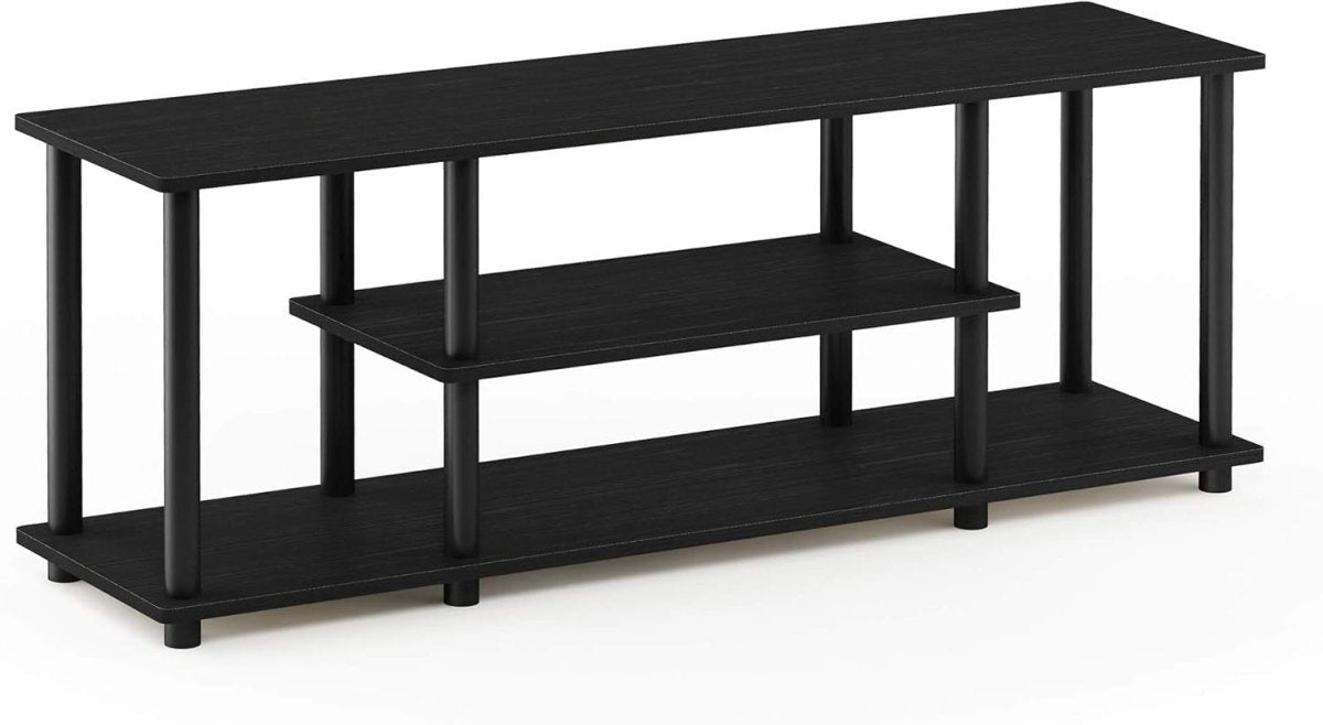 Modern 3 Tier TV Stand Walnut Black for 50" Screen | No Tool Assembly - Kwikley