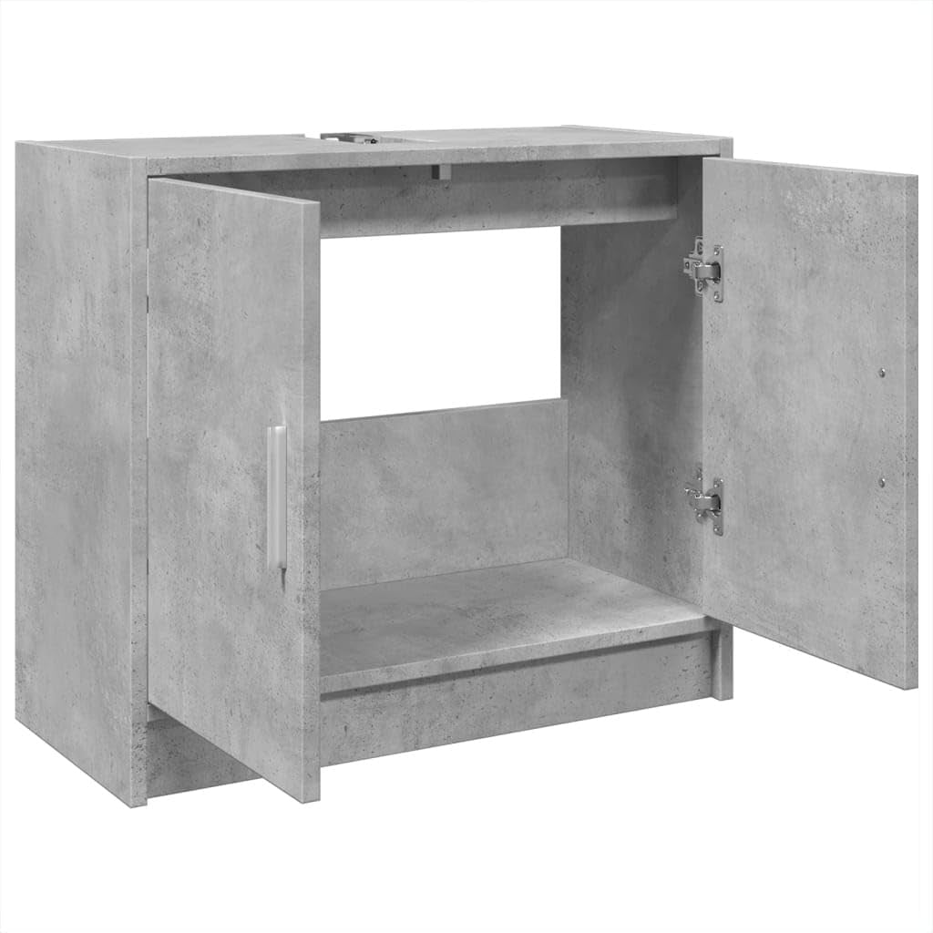 Modern Bathroom Sink Cabinet Concrete Grey – 2 Door Under Sink Storage 63x55cm - Kwikley