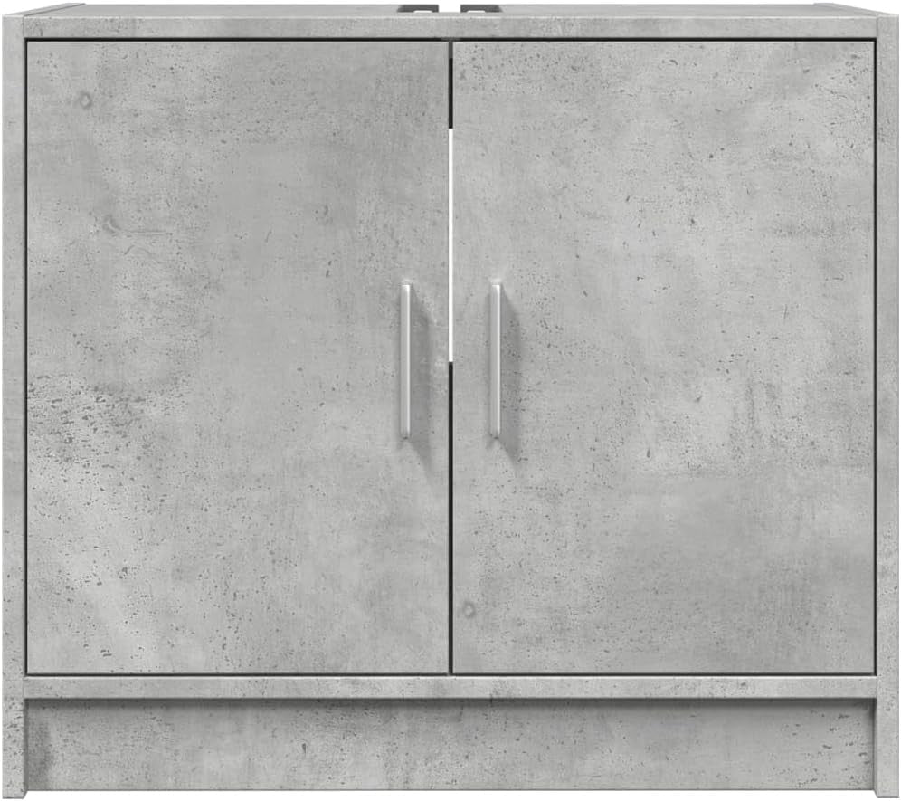 Modern Bathroom Sink Cabinet Concrete Grey – 2 Door Under Sink Storage 63x55cm - Kwikley