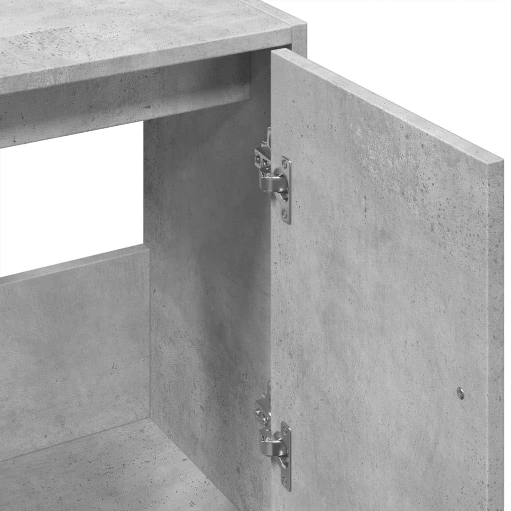Modern Bathroom Sink Cabinet Concrete Grey – 2 Door Under Sink Storage 63x55cm - Kwikley