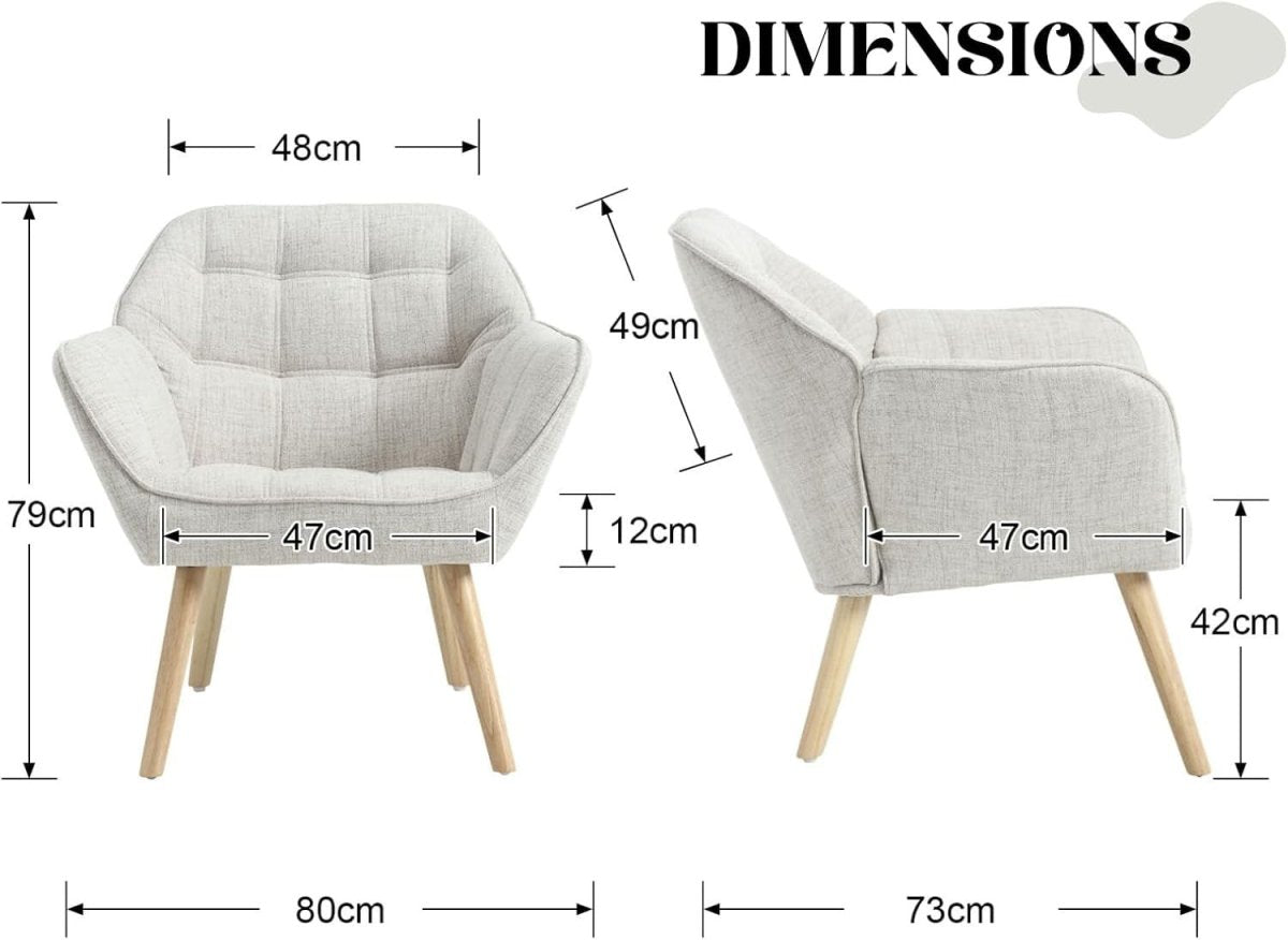 Modern Beige Accent Chair Armchair Tub Sofa Seat for Living Room Lounge - Kwikley