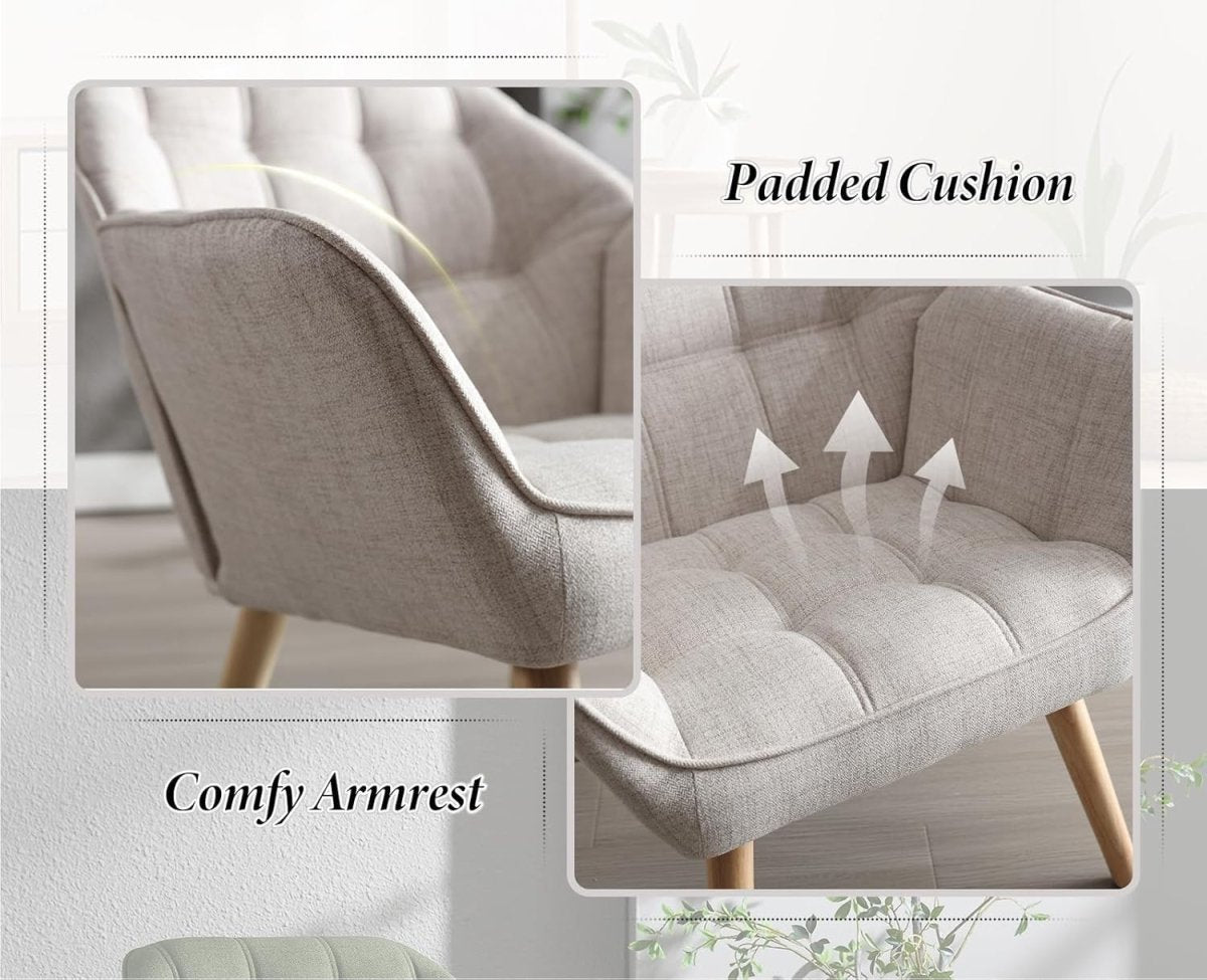 Modern Beige Accent Chair Armchair Tub Sofa Seat for Living Room Lounge - Kwikley