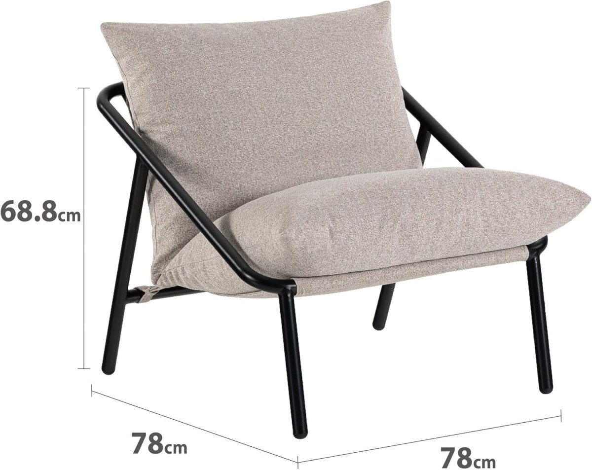 Modern Beige Sling Accent Chair | Metal Frame Comfy Lounge Armchair - Kwikley