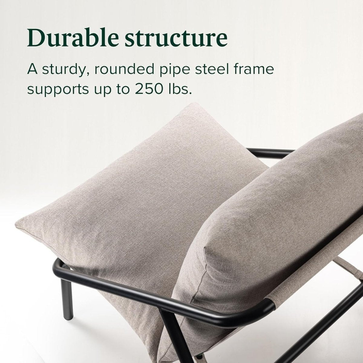 Modern Beige Sling Accent Chair | Metal Frame Comfy Lounge Armchair - Kwikley