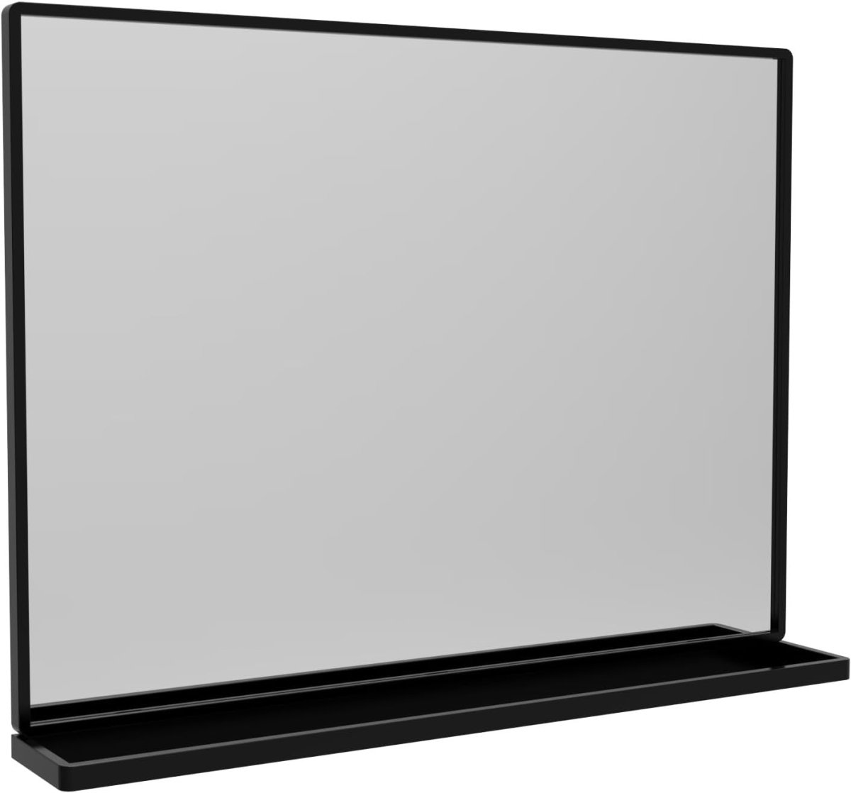 Modern Black Bathroom Wall Mirror with Shelf 80x62cm | Sleek, Space - Saving - Kwikley