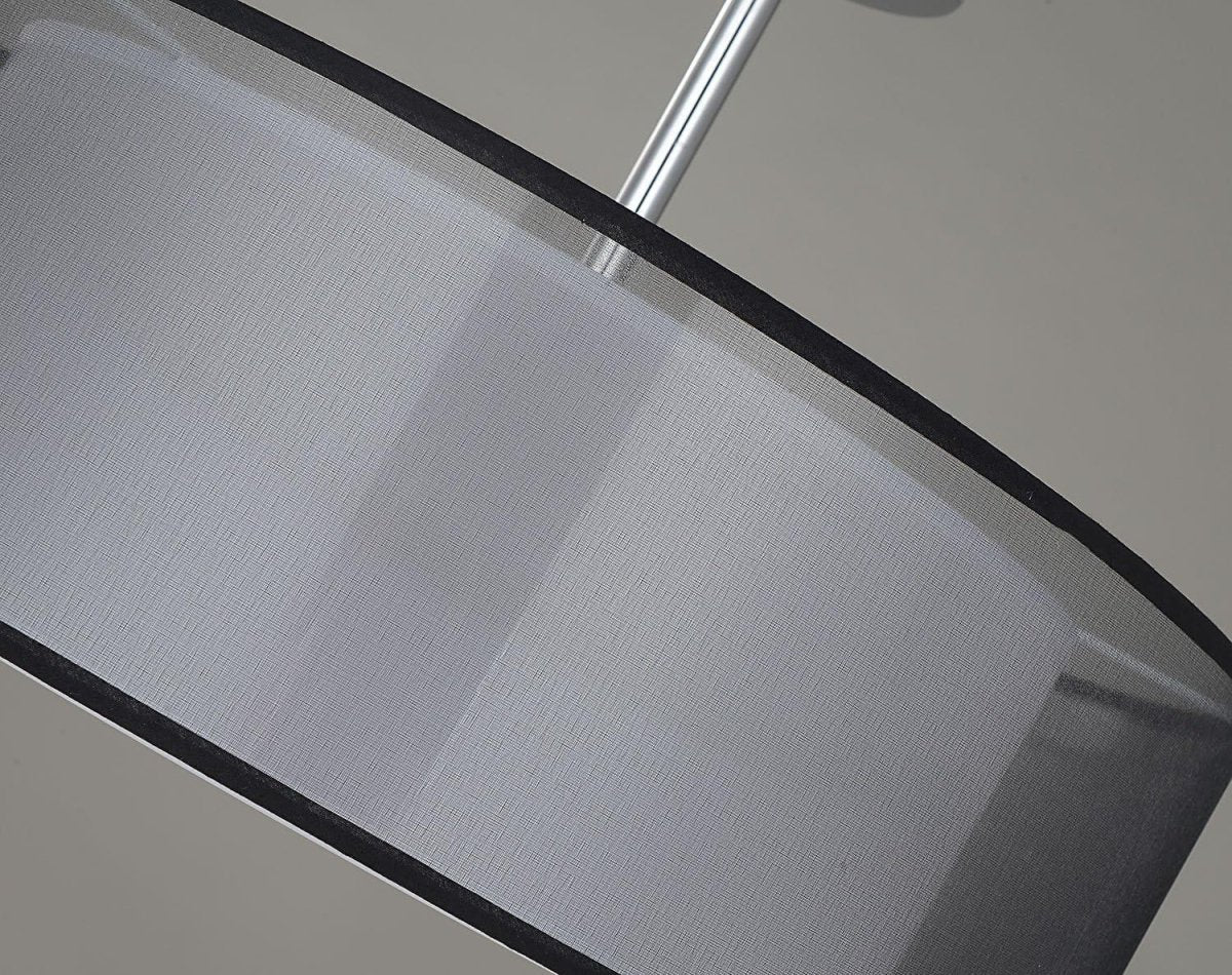 Modern Black Drum Ceiling Light 3 Bulb Fabric Pendant Shade Flush Mount - Kwikley