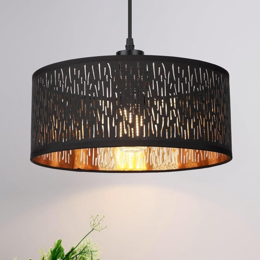 Modern Black & Gold Lamp Shade 31cm Round Ceiling Pendant Table Floor - Kwikley