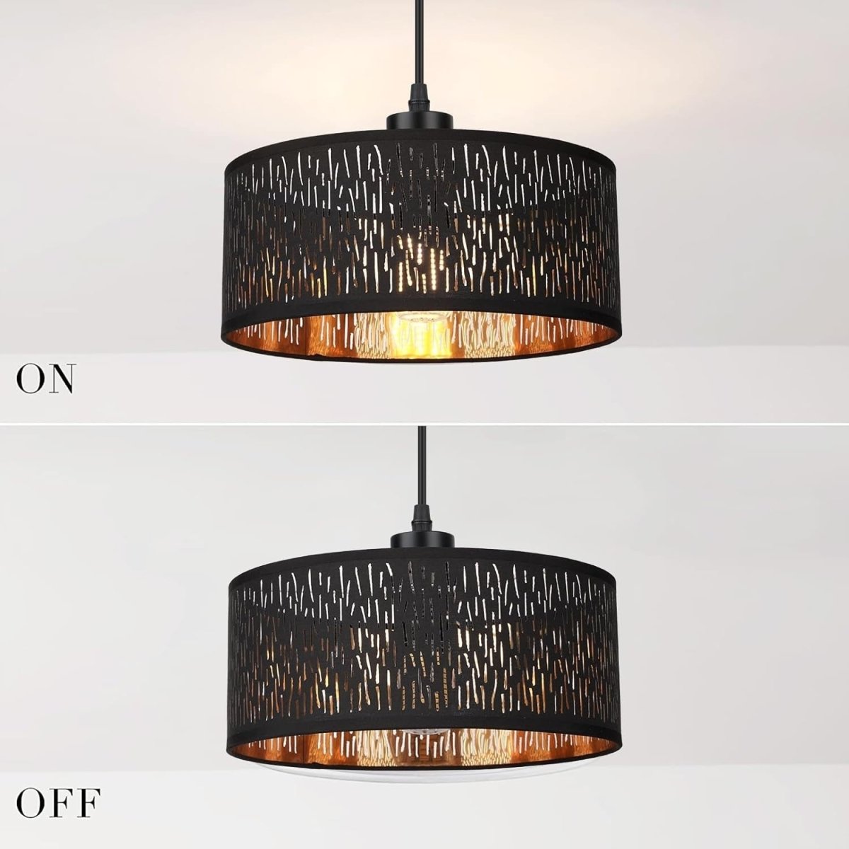 Modern Black & Gold Lamp Shade 31cm Round Ceiling Pendant Table Floor - Kwikley