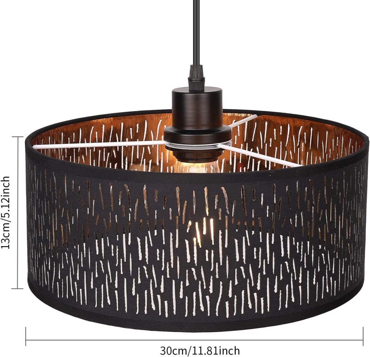 Modern Black & Gold Lamp Shade 31cm Round Ceiling Pendant Table Floor - Kwikley