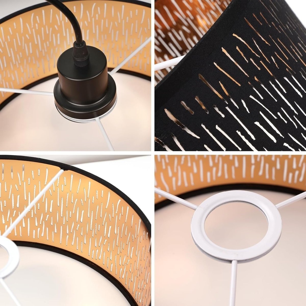 Modern Black & Gold Lamp Shade 31cm Round Ceiling Pendant Table Floor - Kwikley