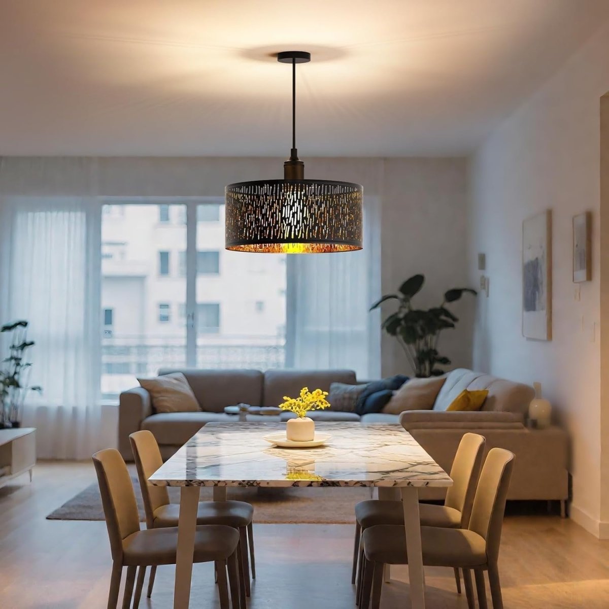 Modern Black & Gold Lamp Shade 31cm Round Ceiling Pendant Table Floor - Kwikley
