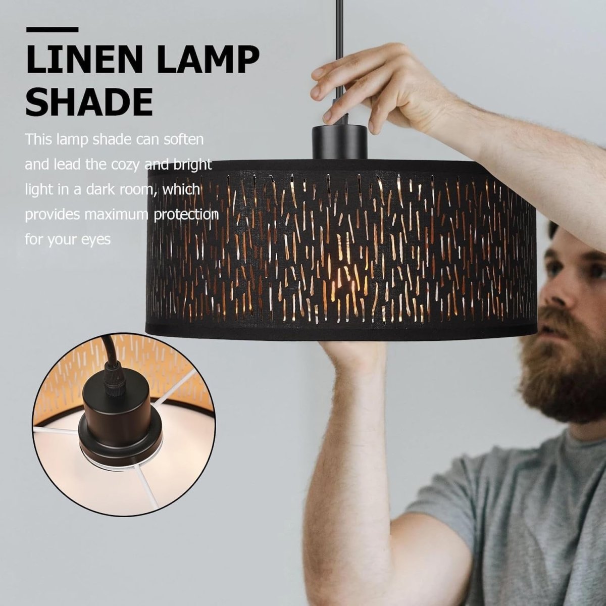 Modern Black & Gold Lamp Shade 31cm Round Ceiling Pendant Table Floor - Kwikley