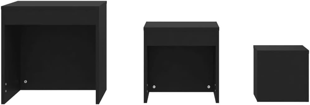 Modern Black Nesting Coffee Table Set of 3 Space Saving Side End Nightstand - Kwikley