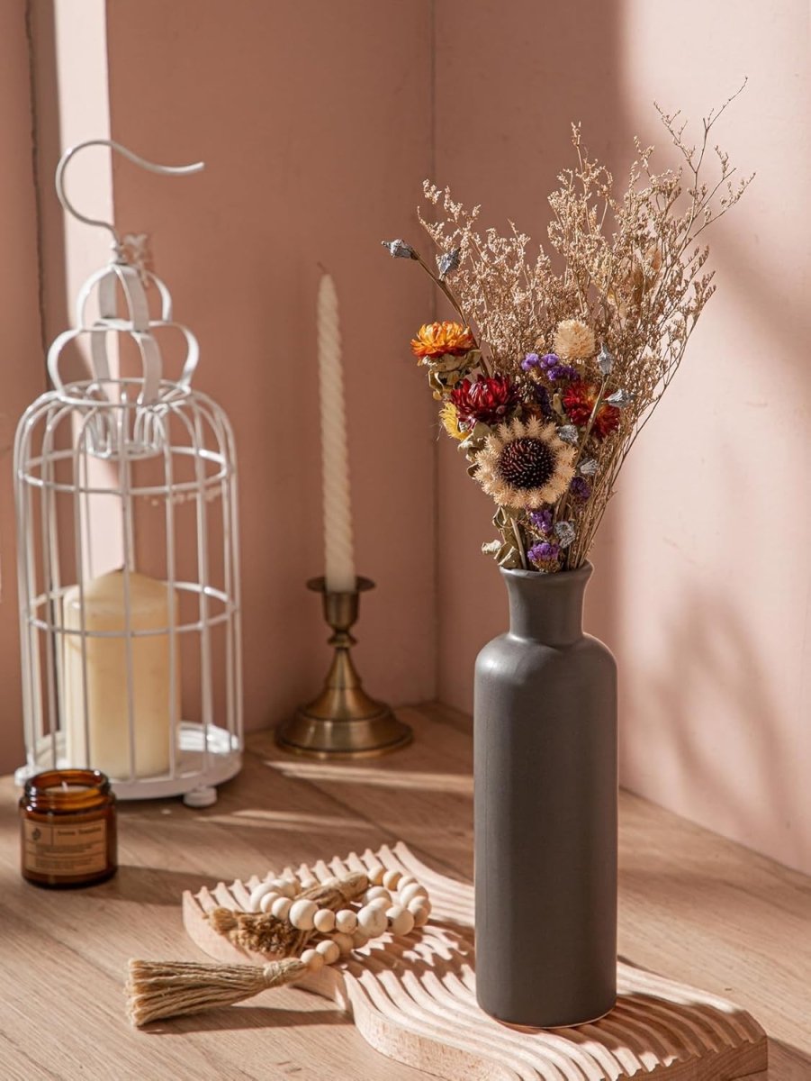 Modern Ceramic Vase Set of 3 Decorative Vases for Shelf Table Decor - Kwikley