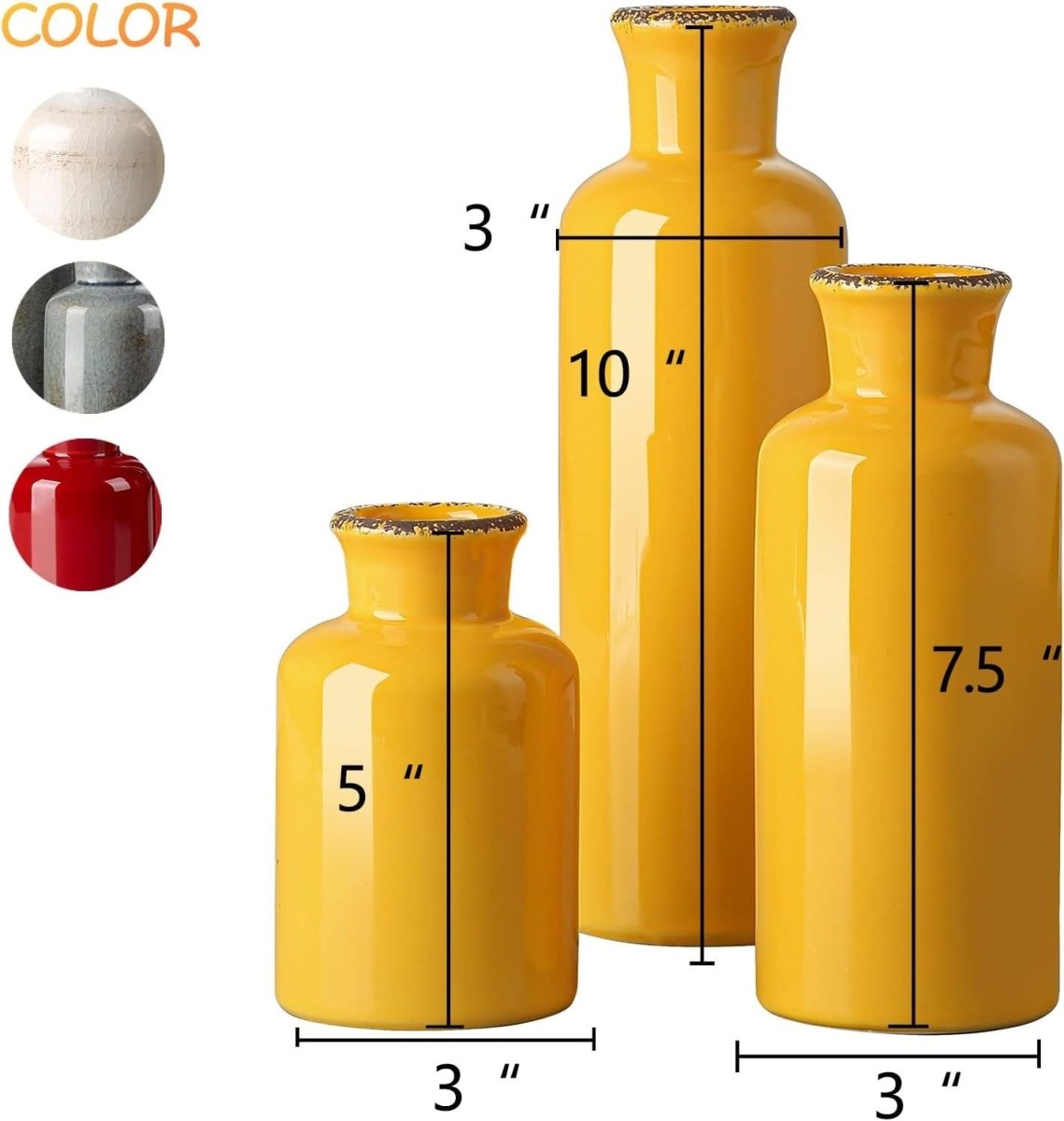 Modern Ceramic Vase Set of 3 Small Decorative Vases for Shelf Table - Kwikley