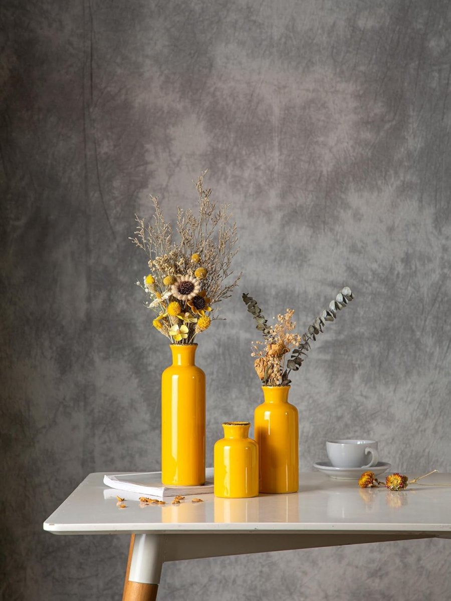Modern Ceramic Vase Set of 3 Small Decorative Vases for Shelf Table - Kwikley