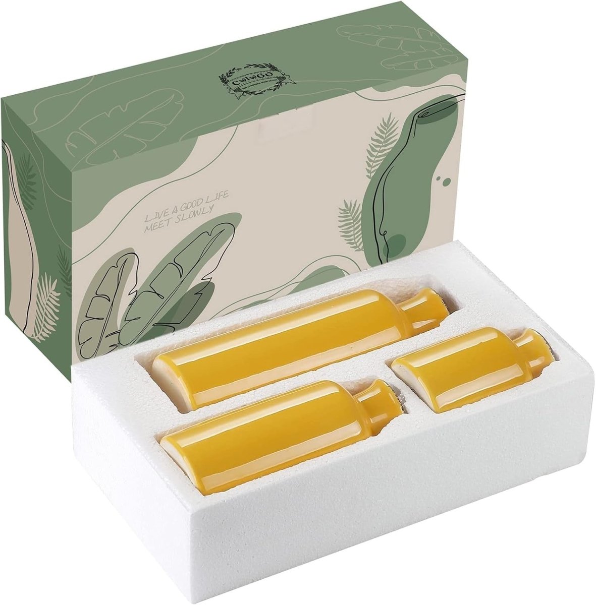 Modern Ceramic Vase Set of 3 Small Decorative Vases for Shelf Table - Kwikley