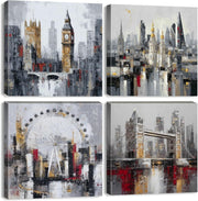Modern Cityscape Canvas Wall Art Set 30x30cm Framed Prints - Kwikley