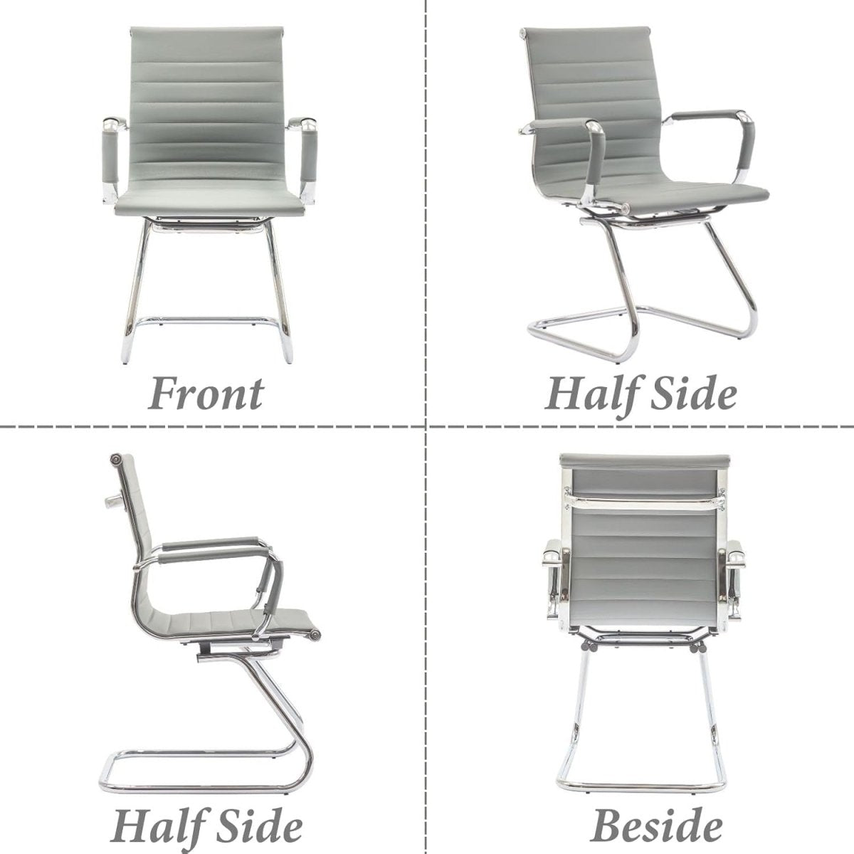 Modern Conference Chairs Set of 2 Faux Leather Meeting Gray - Kwikley