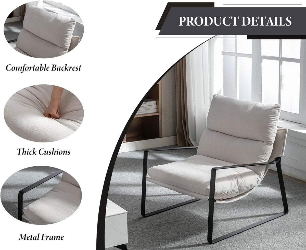 Modern Fabric Accent Chair Metal Frame Lounge Armchair Reading Seat - Kwikley