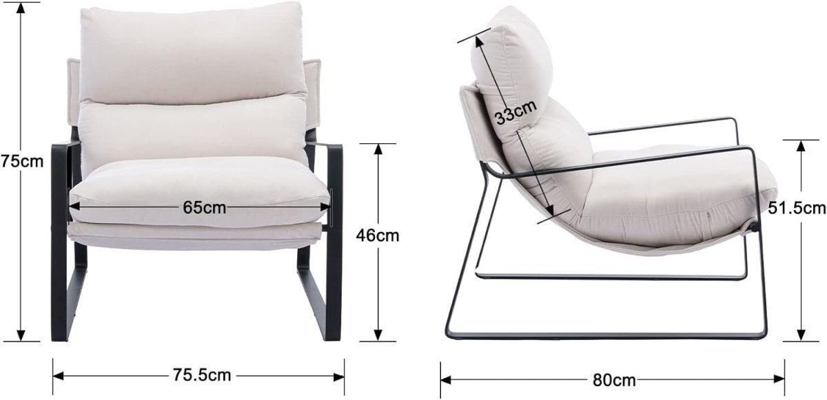 Modern Fabric Accent Chair Metal Frame Lounge Armchair Reading Seat - Kwikley
