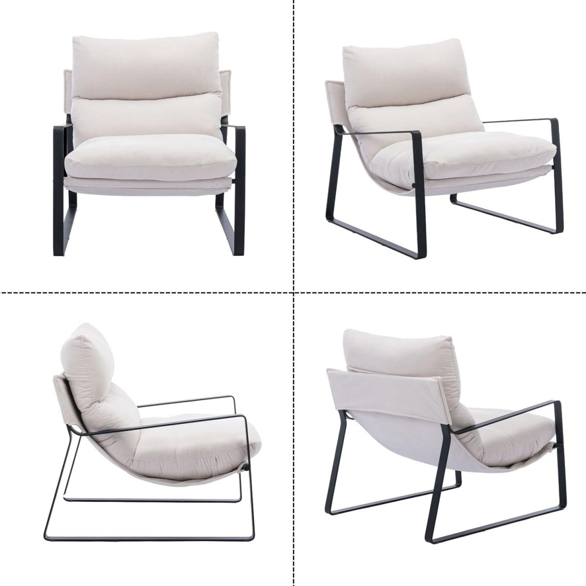 Modern Fabric Accent Chair Metal Frame Lounge Armchair Reading Seat - Kwikley