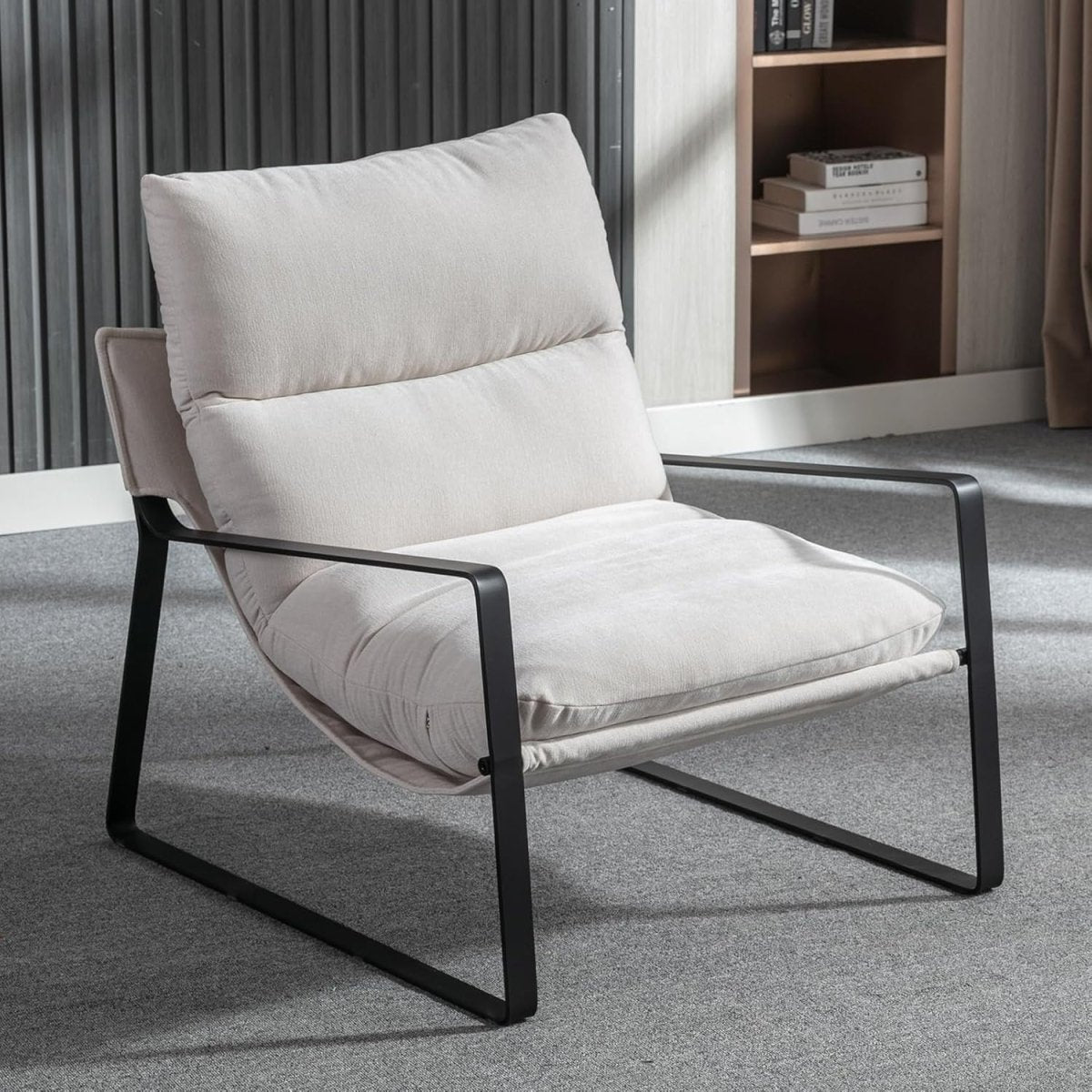 Modern Fabric Accent Chair Metal Frame Lounge Armchair Reading Seat - Kwikley