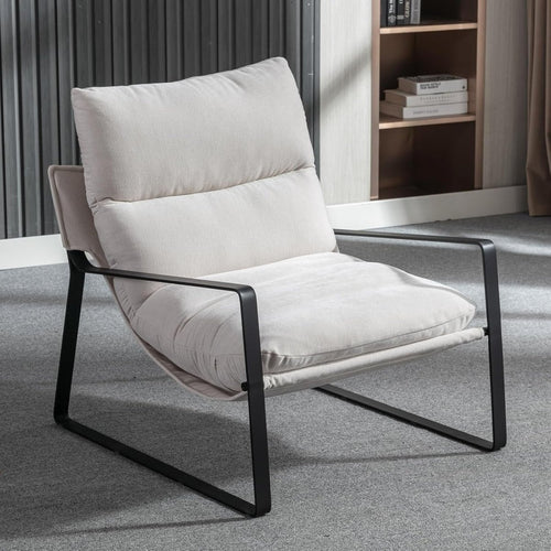 Modern Fabric Accent Chair Metal Frame Lounge Armchair Reading Seat - Kwikley