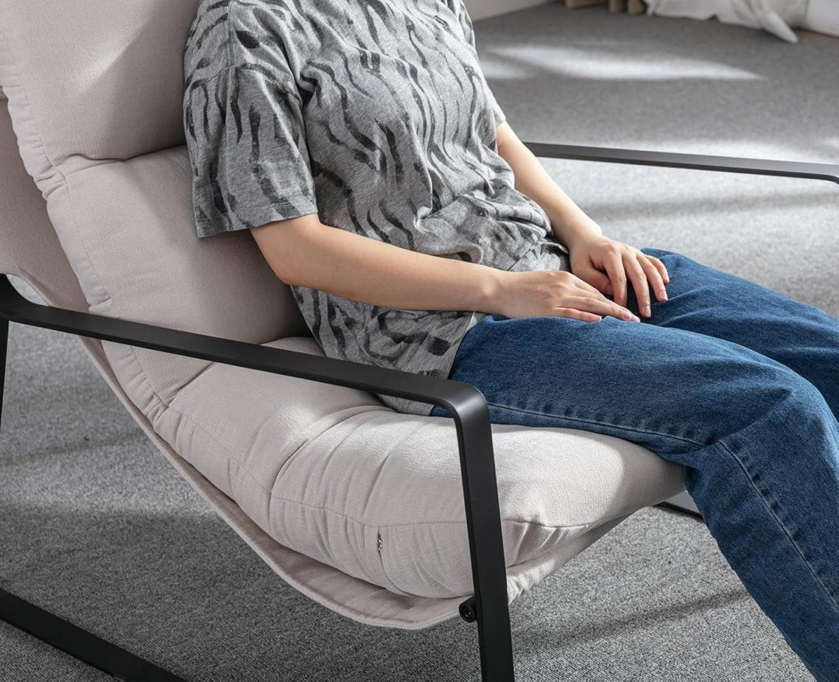 Modern Fabric Accent Chair Metal Frame Lounge Armchair Reading Seat - Kwikley