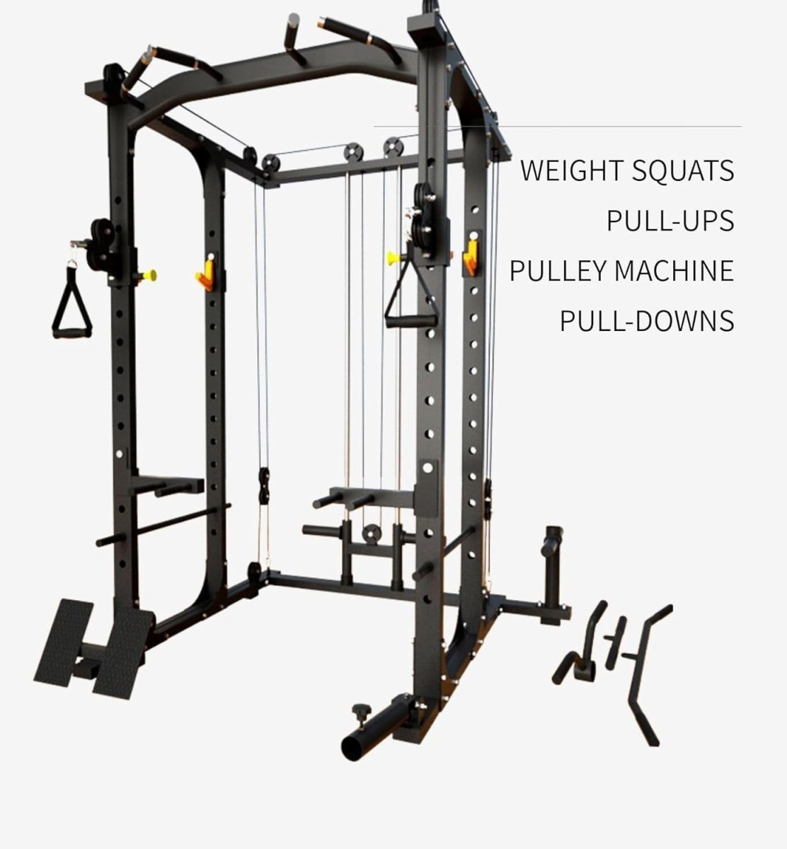 Modern Fitness Power Rack Squat Cage Cable Pulley System Red - Kwikley