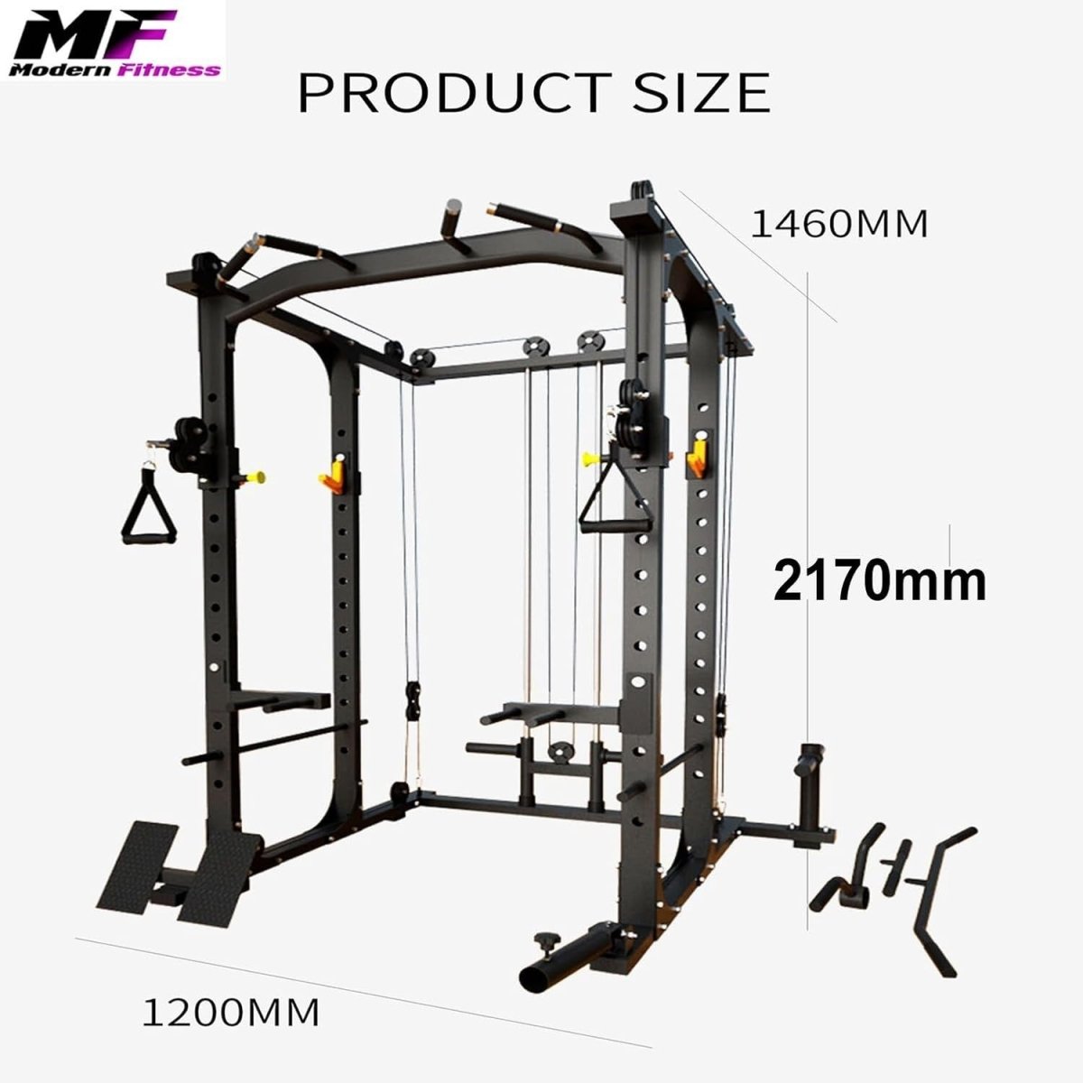 Modern Fitness Power Rack Squat Cage Cable Pulley System Red - Kwikley