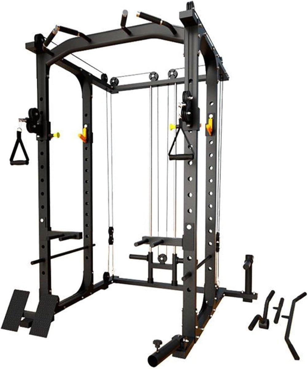 Modern Fitness Power Rack Squat Cage Cable Pulley System Red - Kwikley
