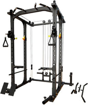 Modern Fitness Power Rack Squat Cage Cable Pulley System Red - Kwikley
